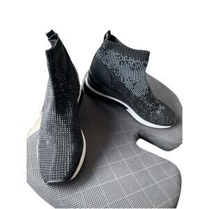 Michael Kors Skyler Women’s Crystal Sock Sneaker Booties Black Wedge Heel Sz 10M